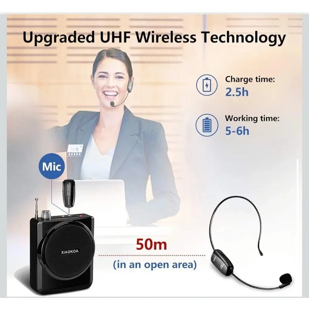 Lightweight Wireless Microphone Headset with Dual Plugs - Perfect for Speakers